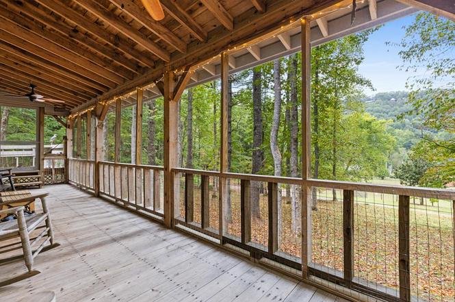 Bottom-reinforced screened-in porch at Fish Head Lodge in Suches GA